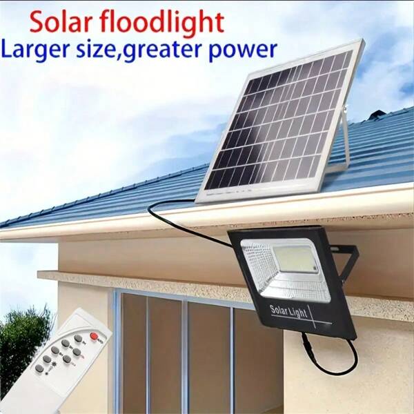 1 modelo de iluminação solar externa, contas de LED, luz branca brilhante do anoitecer ao amanhecer, holofote de segurança solar para celeiro, jardim, garagem, caminho, quintal, terraço, gramado, varanda, com cabo