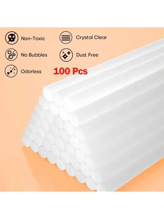 100 支迷你超透明热熔胶棒，0.27 X 3.95 英寸光滑透明粘合剂，无味，强力，适用于大多数胶枪、DIY、工艺品、木工坊、塑料、工具配件