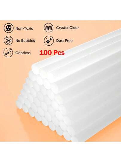 100 支迷你超透明热熔胶棒，0.27 X 3.95 英寸光滑透明粘合剂，无味，强力，适用于大多数胶枪、DIY、工艺品、木工坊、塑料、工具配件