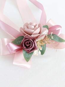 1PC Rose Flower Rearview Mirror Decoration Flower Wedding Car Flower Wedding Scene Decoration, Staircase Handrails, Corridor Door Handle Bow Rose Decoration - Multicolor - View 7