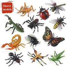 12pcs Realistic Mini Insect & Animal Model Toy Set, Including Bee, Spider, Butterfly, Ant, Grasshopper, Educational Toy For Kids, Halloween & Christmas Decor, Gift - Multicolor - View 3