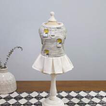 Spring/Summer New Lace Skirt, 25 Plaid Skirt, Pet Dress, Cat Princess Dress, Doll Dress, New Spring/Summer Versatile Striped Dress, Dog Clothes, Teddy Outfit, Fashionable Princess Dress, Leash Buckle Printed Princess Dress, Small Animal European And American Hot-Selling Casual Dress - Yellow - View 5