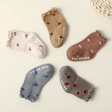 5 Pairs Of Baby Girls Solid Color Four Seasons Curled Socks - Multicolor - View 3