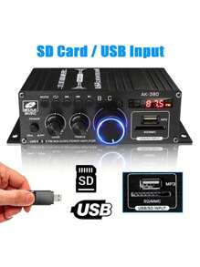 Multi-Functional Dual-Channel 12V Mini Car Amplifier, High-Power Stereo Amplifier, Home Amplifier, Hi-Fi Car Stereo, Wireless 5.0. - Black - View 10