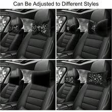 2PCS Rhinestone Car Headrest Neck Pillow For Driving With Bling Bling Crystal Bow Pillow Car Accessories For Women - Black - View 2