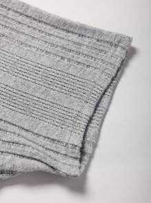 Mature Casual Elegant Ribbed Fashionable Charming Fitted Soft-Touch Short Sleeve T-Shirt - Light Grey - View 4