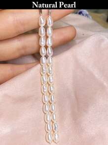 1 par de pendientes de perlas de agua dulce naturales, pendientes de perlas blancas colgantes para mujer, apropiados para uso diario y como regalo para ocasiones festivas