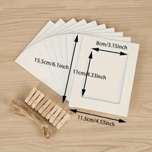 21 Pack Kraft Paper Photo Frames - 4x6 Inch Multi-Hanging Display, 21 Pack Contains 10 Photo Frames, 10 Clips And 1 Rope, Lightweight DIY Collage Kit For Wall Decoration - Boho Party Backdrop, Gallery Wall Starter, Classroom Display, Wedding Photo Hanging Hangers, Friendly Photo Booth Decor!