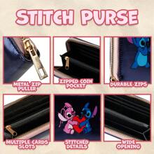 Disney Stitch Purse Zip Around Coin With Card Slots Travel Wallet Gift - Blue - View 7