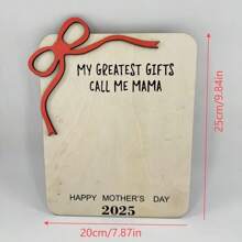 [家庭之爱] “我最好的礼物叫我妈妈”3D 木制母亲节牌匾，带手印和粉色蝴蝶结 - 波西米亚风格桌面装饰，适合送给妈妈、祖父母 - 2025 年的感性礼物，母亲节礼物 | 礼物 | 天然木质饰面，送给妈妈的母亲节礼物，适合学校用品，返校