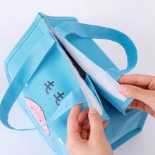 Foldable Insulated Lunch Box Bag With Carry Handle, Suitable For Outdoor, Men/Women, Students, Office Workers, Picnic - Reusable Portable Lunch Bag - Blue - View 4