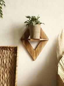 1pc Wooden Wall Mounted Decorative Shelf, For Vase, Rocks, Crystal Display, Home Decor