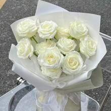 20pcs/Pack Solid Color Waterproof Floral Wrapping Paper, Suitable For Flower Shop, Floral Arrangement, Double-Sided Korean Style Bouquet Wrapping Paper - White - View 4