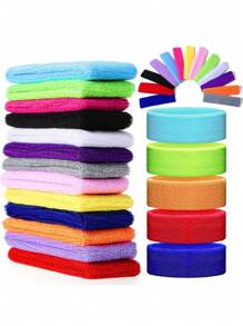 儿童运动头带，弹性吸汗加厚羊毛头带，青少年吸汗带，男孩头带，柔软多彩儿童头带，适合 8-16 岁篮球、网球、棒球、垒球、排球、足球、跑步等运动