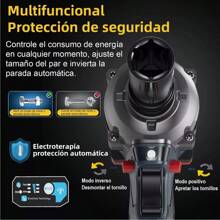 Llave de impacto eléctrica, 1290nm, llave de impacto sin escobillas de alto torque con 2 baterías, 6500 rpm, batería de carga rápida de 6.0 Ah, diseño inalámbrico, luz LED, motor sin escobillas silencioso, eje resistente al desgaste de alta dureza, se puede utilizar como taladro eléctrico, adecuado para mejoras en el hogar, proyectos de construcción, mantenimiento de equipos industriales o reparación de piezas de motocicletas, construcción a gran escala, mantenimiento de equipos pesados ​​o ensamblaje de productos, atornillador de impacto inalámbrico
