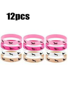 4/8/12pcs Cowboy Party Horse Rubber Bracelets Silicone Horse Race Wristbands Western Themed Horse Party Favors Decoration