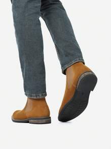 Men's Suede Leather Chelsea Ankle Boots - Camel - View 10