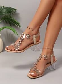 Transparent Crystal High Heels, Suitable For Daily Wear, Dates, Photo Shoots, Live Streams, Parties, Elegant And Fashionable, Spring/Summer - Apricot - View 2