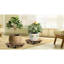 Carrito para Plantas con Ruedas, Estante para Plantas de Alta Resistencia, Redondo con Ruedas Metálicas Bloqueables, Adecuado para Uso en Interiores/Exteriores - 25 centímetros - Ver 4