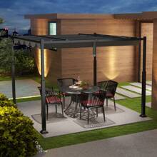 Lifezeal 10' X 10' Outdoor Pergola With Retractable Canopy Heavy-Duty Metal Columns - Gray and Black - View 3
