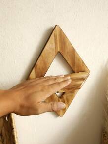 1pc Wooden Wall Mounted Decorative Shelf, For Vase, Rocks, Crystal Display, Home Decor