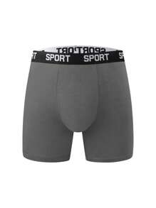 12 Pieces Of Men's Underpants, SPORT Letter Waistband, Solid Color Extended Leg Underwear, Suitable For All Seasons, Youth Sports Sweat Absorbing Shorts, Casual, Soft, Comfortable, Breathable Men's Boxer Underwear Suitable For Everyone's Daily Wear - Multicolor - View 4