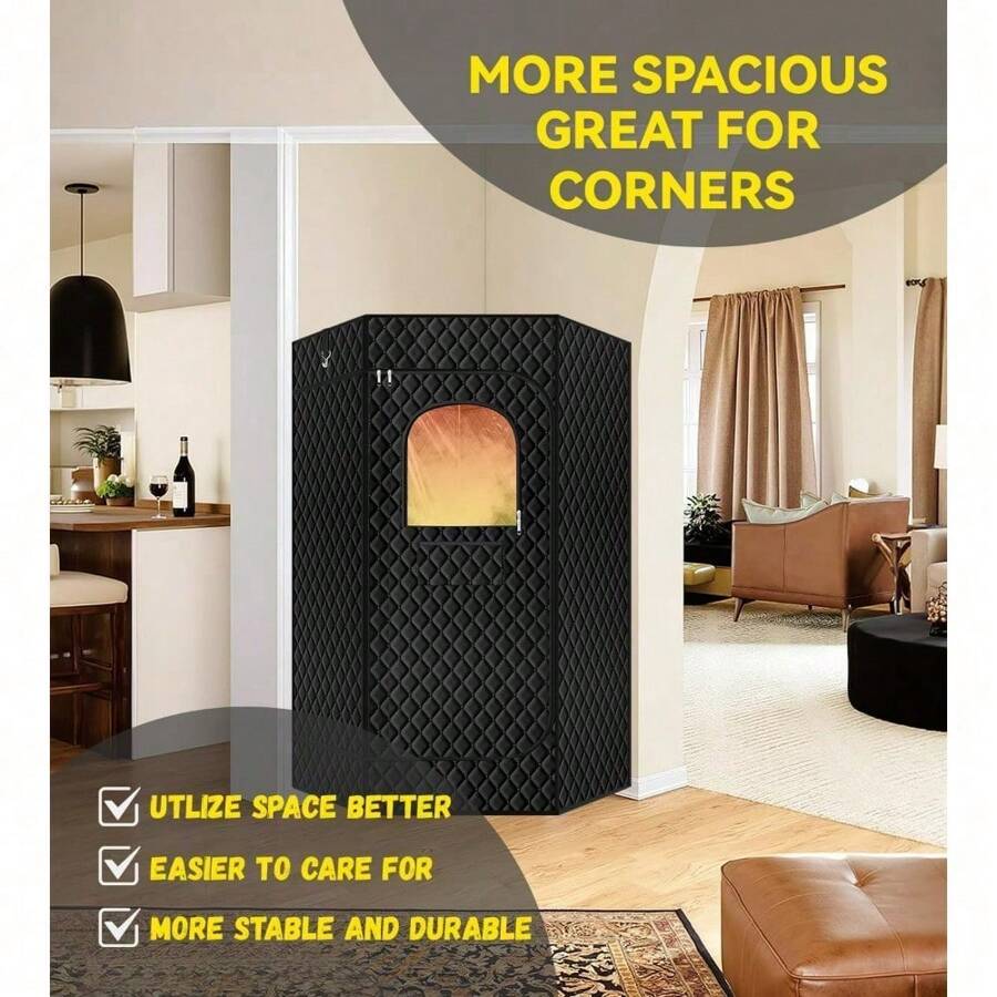 Sauna, Extra-Wide Pentagon Design, Portable Steam Sauna For Home, Personal Indoor Dry Sauna Tent With Nurecover Function, 3L 1200W Steamer & Remote & Chair, Purple - màu đen - Xem 1