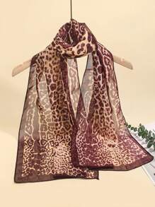 1pc Women's New Lightweight Chiffon Leopard Print Scarf, Shawl, Abaya, Small Scarf, Silk Scarf, Sun Protection Scarf, Suitable For Everyday Use, Spring/Summer - Multicolor - View 13