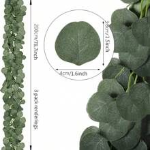 1/4pcs, Faux Eucalyptus Garland With White Flowers, 5.9FT/180cm Silvery Dollar Eucalyptus Leaves Gypsophila Garland, Artificial Greenery Vines For Wedding Party Mantle Table Runner Home Decor Offices Decor Summer Decor,Fake Plants