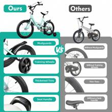 RibasuBB 16-Inch Kids Bicycle With Adjustable Seat, Dual Brakes, Removable Training Wheels, Shock-Absorbing Tires & S Afety Features For Ages 5-8 (Green) - Green - View 6