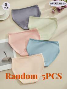 5件女士纯色内裤简约可爱舒适弹力内裤高腰基础款学生清新仙女风多种颜色时尚穿搭女士内裤