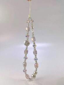 Corda para telefone com pingente de cristal e concha rosa, acessórios de câmera e telefone, presentes para mãe, família, amigos, aniversário, feriado - Rosa chiclete - Visão 3