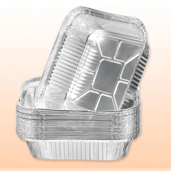 30 bandejas de aluminio en caja, bandeja de aluminio para parrilla de 1200 ml, bandeja de aluminio desechable para hornear, cocinar y horno (20,5 * 20,5 * 4,5 cm)