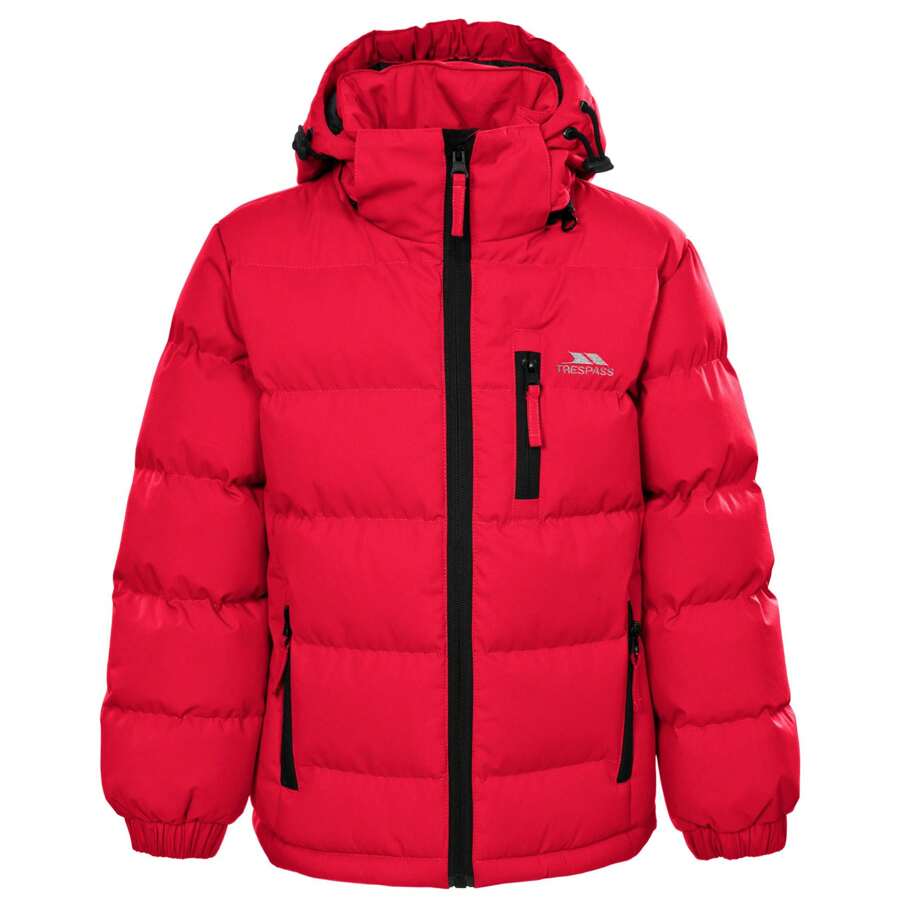 Trespass Boys Tuff Hooded Jacket (Red) - Red - View 1