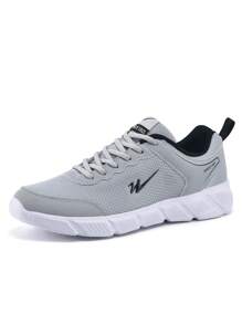 Chaussures Pour Homme Printemps-automne 2024 Nouvelles Chaussures De Sport Respirantes En Maille Avec Semelle Douce Et Antidérapante, Baskets Athlétiques À Lacets Pour Étudiants À Semelle Plate Légère