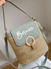 1PC Hand-Held Straw Sandbag Casual Simple And Versatile Lock Buckle Shoulder Diagonal Straddle Bag Personalized Text And Pictures Customization,All-Purpose,Large Capacity,Versatile,Multifunction,Colorful,Cute,Adorable,Contracted,Funny,Kawaii,Y2K,Minimalist,Commuting,Business Casual,Basics,Custom,Personalized,Unique,Customized,Ideal Gifts For Him,Ideal Gifts For Her,Her,Family,Friends,Girlfriend,For Anniversaries,For Birthdays,For Holiday/ Vacation,For Outdoors/Outings/Travel/Hiking/Stadium/Sports/Climbing,For Business/Commute/Work/Office,School Supplies,Back To School,School Gift,For Office,For School,For Classroom,For Teacher Gifts,For University,For Colleague,For Dorm Rooms,For Teacher,For Boys And Girls,For Teenagers,Junior High School Students,Middle School Students,High School Senior High School Students,College Students,University Students,Freshman,Sophomore,Underclassmen