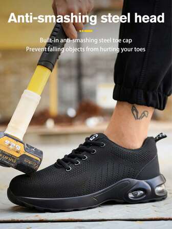 Dian Sen 圣诞礼物 轻便钢头安全鞋 男士工作运动鞋 钢头靴 易穿工作安全靴 透气运动工作鞋 男士靴子 工作安全鞋 男士安全靴 防砸工作鞋