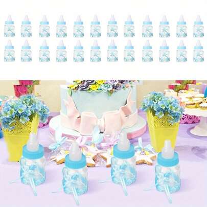 24Pcs Baby Shower Bottles Fillable Bottles 9.8x4x4cm Fillable Baby Shower Bottles Candy Bottles Decorations Feeding Bottle Gift For Newborn Birthday Decoration