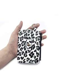Women's Fashion Leopard Print Cute Mini Cardholder Compact Coin Purse With Removable Key Ring Zipper Wallet With Card Slots For Women Wallet Mini Wallet Purse Wallet Wallet Keychain Card Wallet Wallet