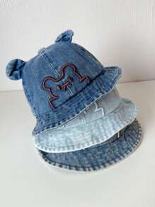 1 pieza Sombrero de cubo para niños de primavera/verano, sombrero de cubo bordado con oso de estilo japonés unisex, protección solar - Multicolor - Ver 6