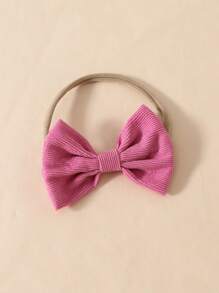 2pcs/Set Infant Girls Adorable Ribbed Patchwork Clover Print Long Sleeve Bodysuits With Hair Band, Spring/Summer Outfit - Pink - View 7