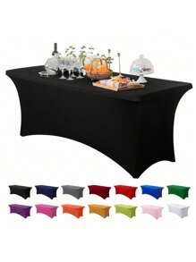 1/2 piezas Mantel de spandex, cubierta de mesa elástica, mantel rectángulo ajustado, cubierta de mesa elástica universal para bodas, banquetes, fiestas y eventos en el patio