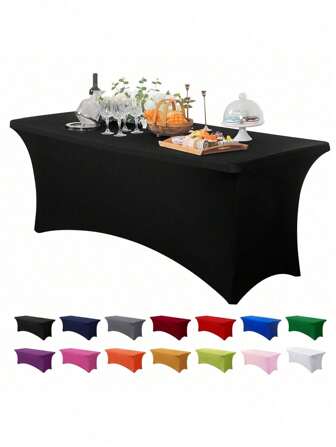 1/2pcs Spandex Tablecloth, Stretchable Table Cover, Fitted Rectangular Tablecloth, Universal Stretchable Patio Table Cloth For Wedding, Banquet, Party And Event