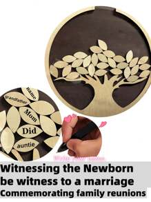 1 Stück rundes Gedenkteller Dekor, Gästebuch in Baumform, Hochzeitsgästebuch, Neugeborenen-Zeugenbuch, Familien-Versammlungsbuch, Unterschriftenbaum Teller zur Graduierung, personalisiertes graviertes dekoratives Handwerk