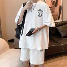 Conjunto De Playera Ocio Cortas Y Short Deportivo P/hombre - Blanco - Ver 2