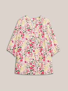 Ditsy Floral Chiffon Blouse, Loose Fit Women Top