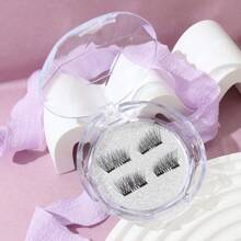 1 Pair Handmade Soft & Natural Magnetic False Eyelashes, Magnetic Mini Half Eye - Black - View 1