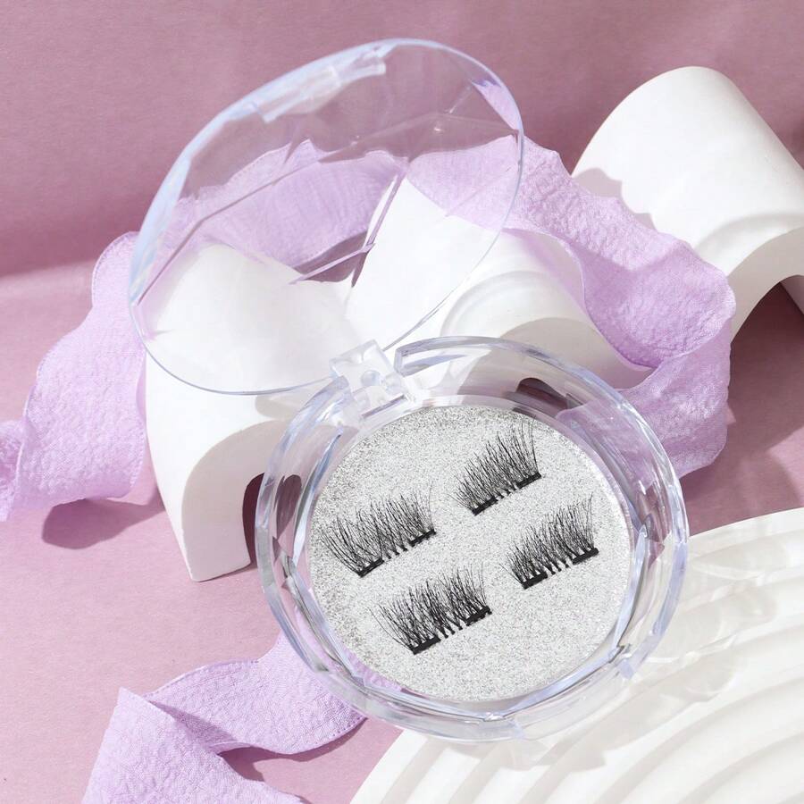 1 Pair Handmade Soft & Natural Magnetic False Eyelashes, Magnetic Mini Half Eye - Black - View 1