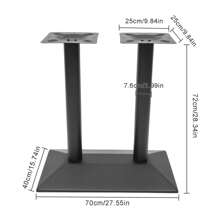 Sturdy Black Double-Leg Table Base 40x70cm (15.75x27.56 Inches), 72cm Height – With Adjustable Leveling Feet And 8 Screw Holes, High Load Capacity For Restaurants/Bistros/Private Households, Easy Assembly - Black - View 2