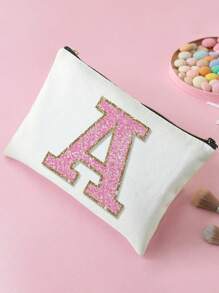 1pc Purple Flower, Kitten, Letter Print Toiletry Bag, Travel Bag For Beach, Swimming Pool, Swimwear, Travel Storage Bag, Cosmetic Bag, Makeup Bag, Vacation Organizer, Large Capacity Toiletry Bag For Lipstick, Brushes, Skincare Products, Cell Phone, Coins, Small Items, Multi-Functional Use For Home, Gift, Vacation And Holiday, Ideal For Teens, Makeup Pouch, Back To School Supplies, Cosmetic & Toiletry Storage, School Supplies, Storage Pouch, Room Essentials - Multicolor - View 8